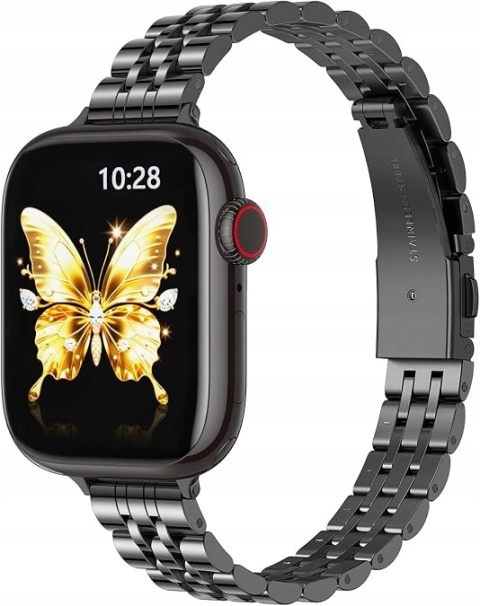 Bransoleta Pasek do Apple Watch 42 44 45 46 49 mm Metalowa Czarna