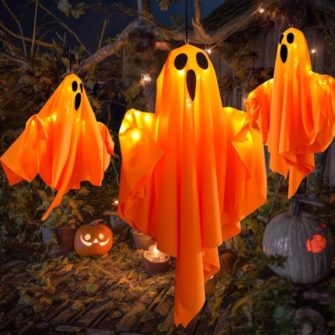 DUCHY HALLOWEEN LED 3 SZT WISZĄCE PODŚWIETLANE DEKORACJE POMARAŃCZOWE