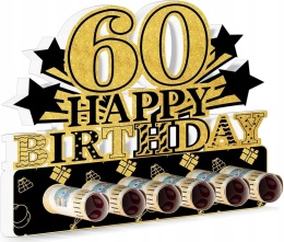 Drewniana Dekoracja Urodzinowa Happy Birthday Prezent na Pieniądze 18x16cm