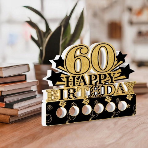 Drewniana Dekoracja Urodzinowa Happy Birthday Prezent na Pieniądze 18x16cm