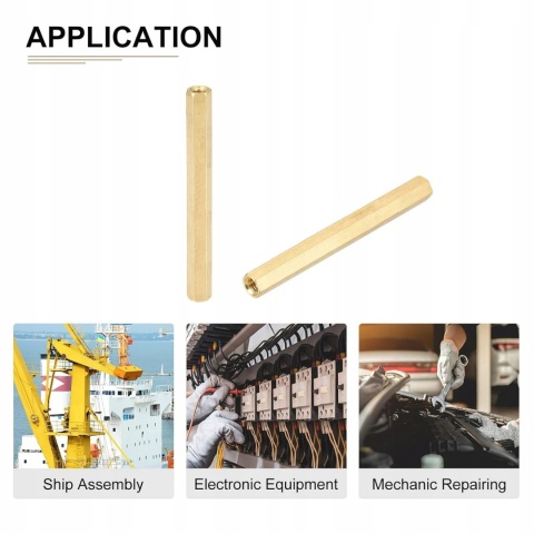 Dystanse Mosiężne M4x60 Żeńsko-Żeńskie Sześciokątne 10 szt. Mosiądz
