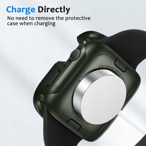 Etui Apple Watch 7 8 9 45mm Metal TPU Pancerne Army Green ZZDZZ