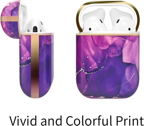 Etui do AirPods 1 2 Generacji Twarde Fioletowe Brelok Berkin Arts