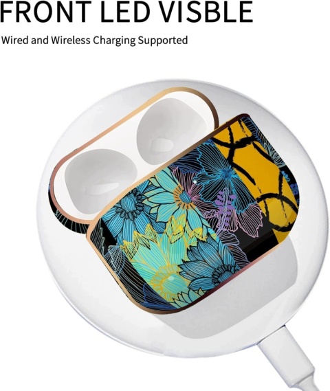 Etui do AirPods Pro 1 Generacji Twarde Brelok Kwiaty Hibiskus Słonecznik