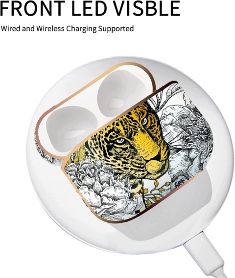 Etui do AirPods Pro 1 Generacji Twarde Lampart Piwonie Brelok Berkin Arts