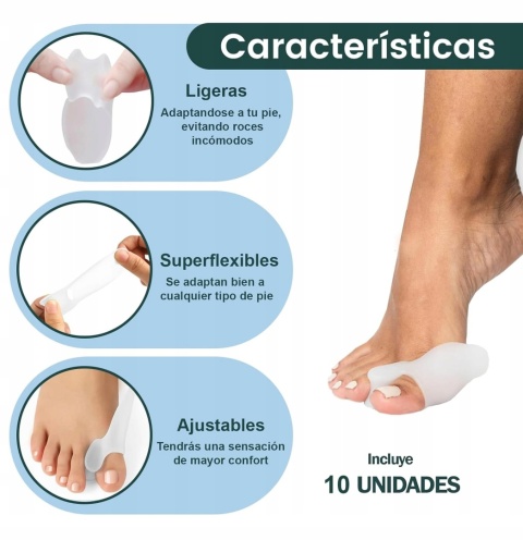Korektor Haluksów Separator Palców Silikonowy Hallux Valgus 10 szt