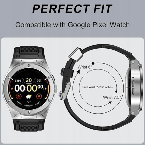 MioHHR Pasek Google Pixel Watch 3 2 1 41mm Silikonowy Etui Stalowe Srebrne