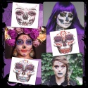 Naklejki Kryształki na Twarz Czaszka Halloween 6 szt. Dia de los Muertos