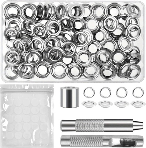 Oczka Metalowe 8 mm 100 kpl + 50 Łatek Naprasowanki Zestaw Montażowy