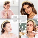 Opaska do Włosów Damska Aksamitna Szeroka Pleciona Beżowa Vintage Boho