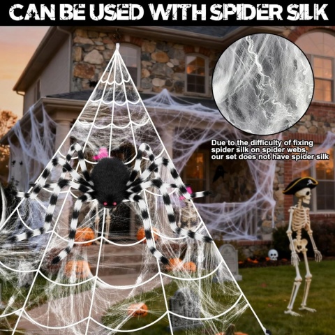 PAJĘCZYNA HALLOWEEN 5 M + PAJĄK 125 CM GIGANT DEKORACJA OGRODOWA