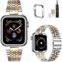 Pasek Apple Watch 44 42 mm Stalowy Bransoleta Etui Srebrny Różowe Złoto