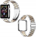 Pasek Apple Watch 44 42 mm Stalowy Bransoleta Etui Srebrny Różowe Złoto