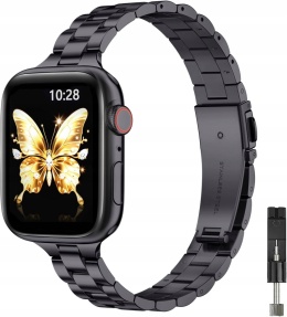 Pasek Bransoleta GEARYOU do Apple Watch 38 40 41 mm Metalowa Czarna