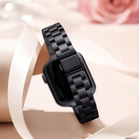 Pasek Bransoleta GEARYOU do Apple Watch 38 40 41 mm Metalowa Czarna