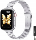 Pasek Bransoleta Metalowa GEARYOU do Apple Watch 38 40 41 42 mm Srebrny