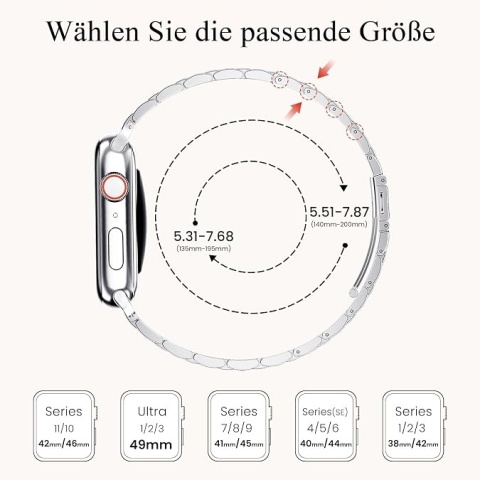 Pasek Bransoleta do Apple Watch 42 44 45 46 49 mm Srebro Różowe Złoto