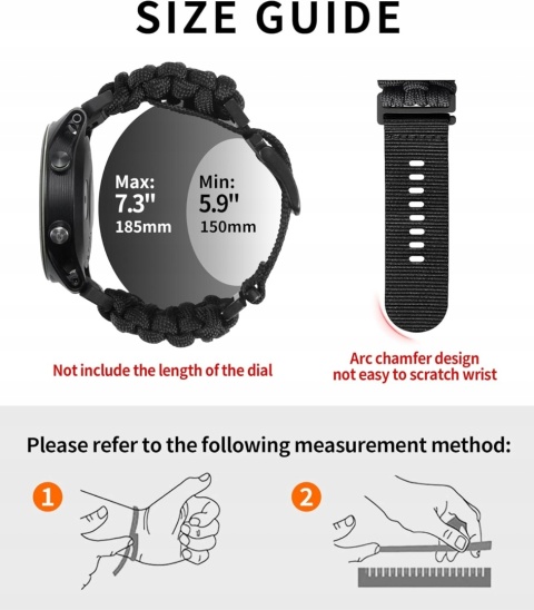 Pasek Paracord 550 do Garmin Fenix 7S 6S 5S Instinct 2S 20mm Zielony