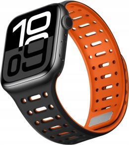 Pasek do Apple Watch 38 40 41 42mm Silikonowy Czarno Pomarańczowy ZZDZZ