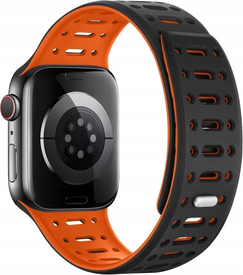 Pasek do Apple Watch 38 40 41 42mm Silikonowy Czarno Pomarańczowy ZZDZZ
