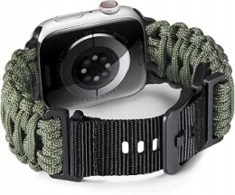 Pasek do Apple Watch 42 44 45 46mm Paracord 550 Zielony BINLUN