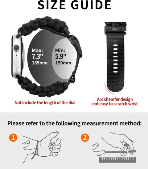 Pasek do Apple Watch Paracord 550 42 44 45 46 mm Brązowy BINLUN
