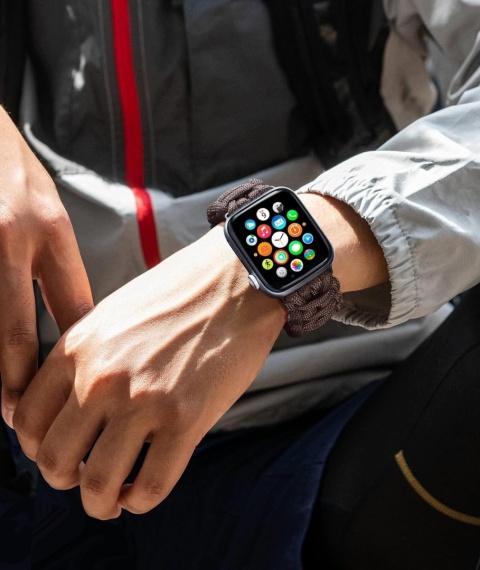 Pasek do Apple Watch Paracord 550 42 44 45 46 mm Brązowy BINLUN