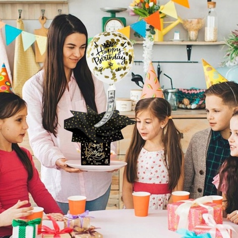 Pudełko na pieniądze prezent urodzinowy niespodzianka balony złote