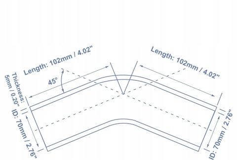 Rura do układu chłodzenia silikonowy Wąż niebieski 45° 5x70x102mm
