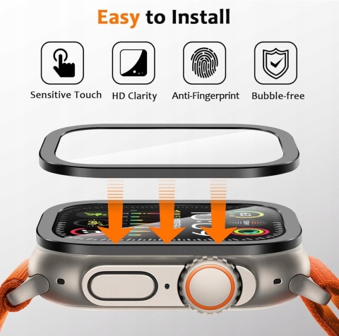 Szkło Apple Watch Ultra 1 2 3 49mm 9H Ramka Ochronna 2 szt. ZZDZZ