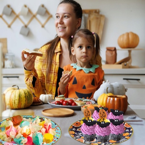 Talerze Halloween 28,5 cm Patery na Przekąski 3 szt. KEELYY