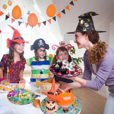 Talerze Halloween 28,5 cm Patery na Przekąski 3 szt. KEELYY