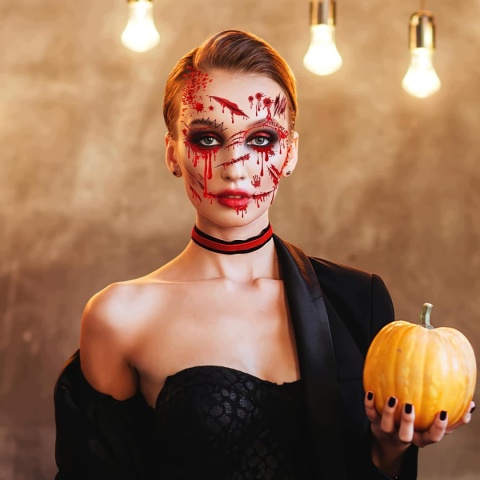 Tatuaże Tymczasowe Blizny Krew Halloween Twarz Ciało 4 Arkusze HOWAF