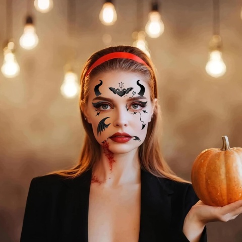 Tatuaże Tymczasowe Diabeł na Twarz Ciało Halloween 4 Arkusze HOWAF