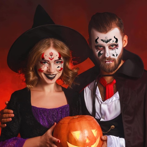 Tatuaże Tymczasowe Diabeł na Twarz Ciało Halloween 4 Arkusze HOWAF