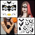 Tatuaże Tymczasowe Nietoperze Halloween na Twarz Ciało 4 Arkusze HOWAF