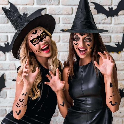 Tatuaże Tymczasowe Nietoperze Halloween na Twarz Ciało 4 Arkusze HOWAF
