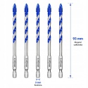 Wiertła do Płytek Gresu Ceramiki Szkła 3x93 mm HEX 6,35 mm 5 szt MOXPIFY