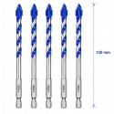 Wiertła do Płytek Gresu Ceramiki Szkła 6x150 mm HEX 6,35 mm 5 szt MOXPIFY