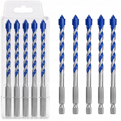 Wiertła do Płytek Gresu Ceramiki Szkła 7x150mm HEX 6,35mm MOXPIFY 5 szt