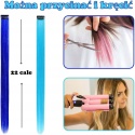Włosy Doczepiane Clip-In Niebieskie Turkusowe Pasemka Klipsy 12 sztuk