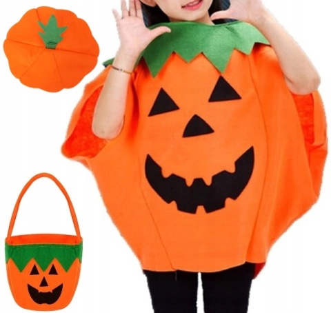 3cz STRÓJ KOSTIUM PRZEBRANIE DYNI DYNIA HALLOWEEN z torebką