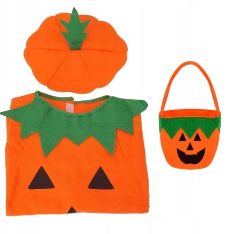 3cz STRÓJ KOSTIUM PRZEBRANIE DYNI DYNIA HALLOWEEN z torebką