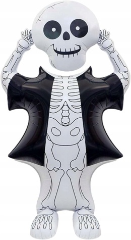 BALON FOLIOWY SZKIELET HALLOWEEN 122 CM CZARNO-BIAŁY DUŻY DEKORACJA