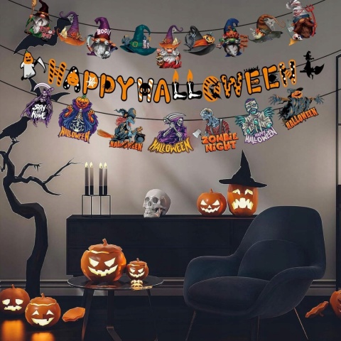 Baner na Halloween wiszące dekoracje Zombie Vampire 3szt