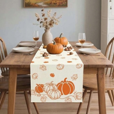 Bieżnik na stół Wzór jesienny z dyniami dekoracja stołu 40x140cm