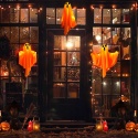 DUCHY HALLOWEEN LED 3 SZT WISZĄCE PODŚWIETLANE DEKORACJE POMARAŃCZOWE