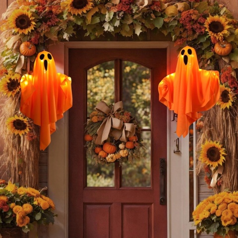 DUCHY HALLOWEEN LED 3 SZT WISZĄCE PODŚWIETLANE DEKORACJE POMARAŃCZOWE