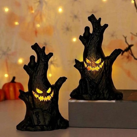 Dekoracja na Halloween w kształcie pnia drzewa oświetlenie LED 2 szt.