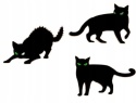 Dekoracja ogrodowa czarny kot wbijana plastikowa na Halloween 3 sztuki
